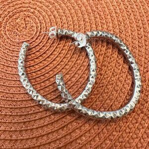 Simon Sebbag Sterling Silver Diamond Cut Hoop Earrings